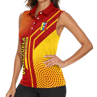 Venezuela Women Sleeveless Polo Shirt with La Vinotinto Football Federation Red Yellow Spirit