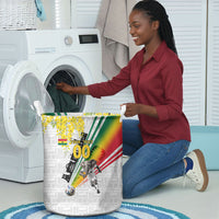 Personalized Ghana Soccer Elephant Laundry Basket Ghana Flag Kente Football Player - Cassia Fistula Flower
