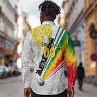 Personalized Ghana Soccer Elephant Long Sleeve Button Shirt Ghana Flag Kente Football Player - Cassia Fistula Flower