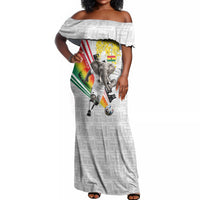 Personalized Ghana Soccer Elephant Off Shoulder Maxi Dress Ghana Flag Kente Football Player - Cassia Fistula Flower