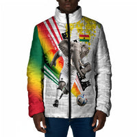 Personalized Ghana Soccer Elephant Padded Jacket Ghana Flag Kente Football Player - Cassia Fistula Flower