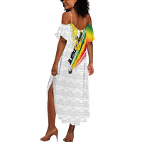 Personalized Ghana Soccer Elephant Summer Maxi Dress Ghana Flag Kente Football Player - Cassia Fistula Flower