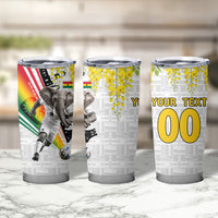 Personalized Ghana Soccer Elephant Tumbler Cup Ghana Flag Kente Football Player - Cassia Fistula Flower