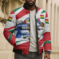 Personalized Ghana Soccer Eagle Bomber Puffer Jacket Ghana Flag Kente - Black Stars Football Stadium Graphic
