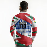 Personalized Ghana Soccer Eagle Long Sleeve Polo Shirt Ghana Flag Kente - Black Stars Football Stadium Graphic