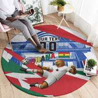 Personalized Ghana Soccer Eagle Round Carpet Ghana Flag Kente - Black Stars Football Stadium Graphic