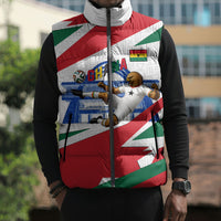 Personalized Ghana Soccer Eagle Sleeveless Puffer Jacket Ghana Flag Kente - Black Stars Football Stadium Graphic