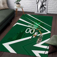 Personalized Saudi Arabia Football Area Rug Green Lion Run of Champions