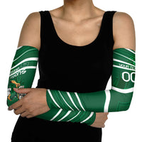 Personalized Saudi Arabia Football Arm Sleeves Green Lion Run of Champions