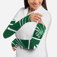 Personalized Saudi Arabia Football Arm Sleeves Green Lion Run of Champions