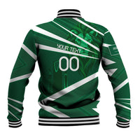Personalized Saudi Arabia Football Baseball Jacket Green Lion Run of Champions