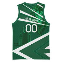 Personalized Saudi Arabia Football Basketball Jersey Green Lion Run of Champions
