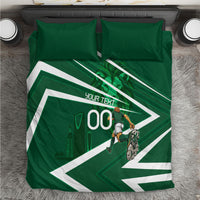 Personalized Saudi Arabia Football Bedding Set Green Lion Run of Champions