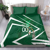 Personalized Saudi Arabia Football Bedding Set Green Lion Run of Champions