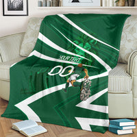 Personalized Saudi Arabia Football Blanket Green Lion Run of Champions