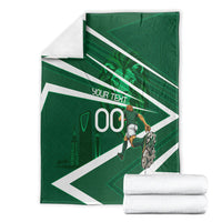 Personalized Saudi Arabia Football Blanket Green Lion Run of Champions