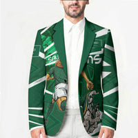 Personalized Saudi Arabia Football Blazer Green Lion Run of Champions