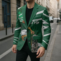 Personalized Saudi Arabia Football Blazer Green Lion Run of Champions
