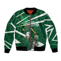 Personalized Saudi Arabia Football Bomber Jacket Green Lion Run of Champions