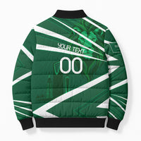 Personalized Saudi Arabia Football Bomber Puffer Jacket Green Lion Run of Champions