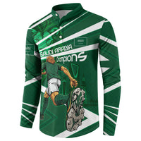 Personalized Saudi Arabia Football Button Sweatshirt Green Lion Run of Champions
