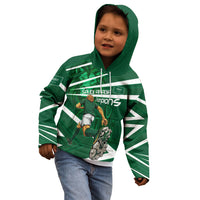 Personalized Saudi Arabia Football Kid Hoodie Green Lion Run of Champions