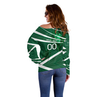 Personalized Saudi Arabia Football Off Shoulder Sweater Green Lion Run of Champions