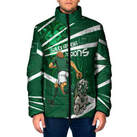 Personalized Saudi Arabia Football Padded Jacket Green Lion Run of Champions