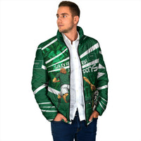 Personalized Saudi Arabia Football Padded Jacket Green Lion Run of Champions