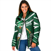 Personalized Saudi Arabia Football Padded Jacket Green Lion Run of Champions