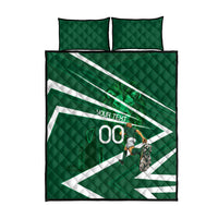Personalized Saudi Arabia Football Quilt Bed Set Green Lion Run of Champions