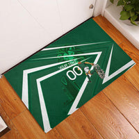 Personalized Saudi Arabia Football Rubber Doormat Green Lion Run of Champions