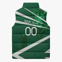 Personalized Saudi Arabia Football Sleeveless Puffer Jacket Green Lion Run of Champions