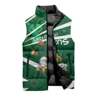 Personalized Saudi Arabia Football Sleeveless Puffer Jacket Green Lion Run of Champions