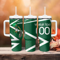 Personalized Saudi Arabia Football Tumbler With Handle Green Lion Run of Champions