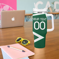 Personalized Saudi Arabia Football Tumbler With Handle Green Lion Run of Champions