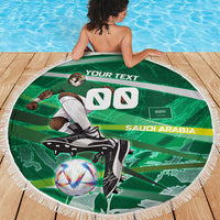 Personalized Saudi Arabia Football Beach Blanket Green Falcon National Pride Mascot