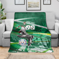 Personalized Saudi Arabia Football Blanket Green Falcon National Pride Mascot