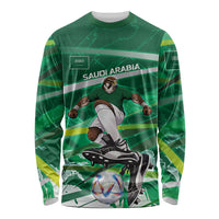Personalized Saudi Arabia Football Long Sleeve Shirt Green Falcon National Pride Mascot