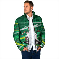 Personalized Saudi Arabia Football Padded Jacket Green Falcon National Pride Mascot
