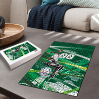 Personalized Saudi Arabia Football Puzzle Green Falcon National Pride Mascot