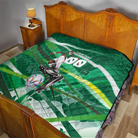 Personalized Saudi Arabia Football Quilt Green Falcon National Pride Mascot