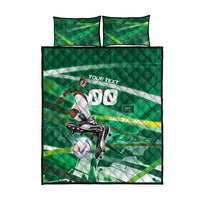 Personalized Saudi Arabia Football Quilt Bed Set Green Falcon National Pride Mascot