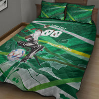 Personalized Saudi Arabia Football Quilt Bed Set Green Falcon National Pride Mascot