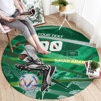 Personalized Saudi Arabia Football Round Carpet Green Falcon National Pride Mascot