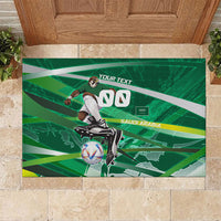 Personalized Saudi Arabia Football Rubber Doormat Green Falcon National Pride Mascot
