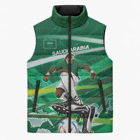 Personalized Saudi Arabia Football Sleeveless Puffer Jacket Green Falcon National Pride Mascot
