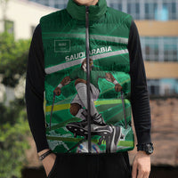Personalized Saudi Arabia Football Sleeveless Puffer Jacket Green Falcon National Pride Mascot