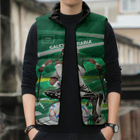 Personalized Saudi Arabia Football Sleeveless Puffer Jacket Green Falcon National Pride Mascot