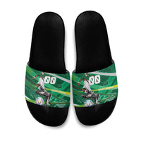 Personalized Saudi Arabia Football Slide Sandals Green Falcon National Pride Mascot